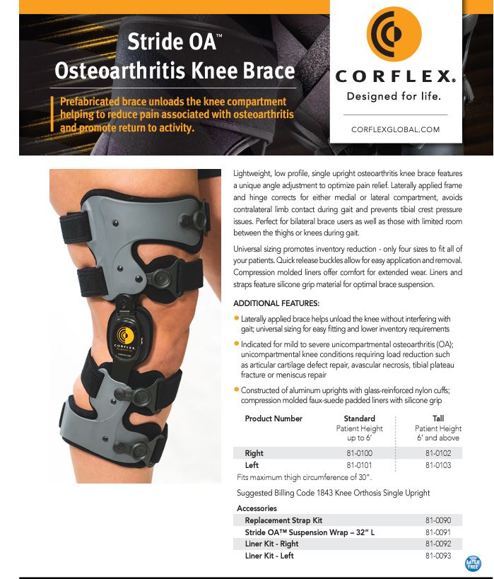 Corflex Stride OA Osteoarthritis Knee Brace OTS