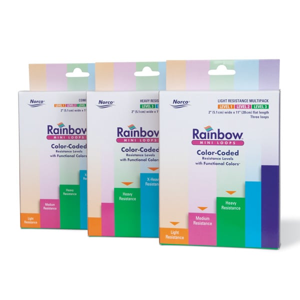 North Coast Medical Rainbow Exercise Band Mini Loop Multipacks